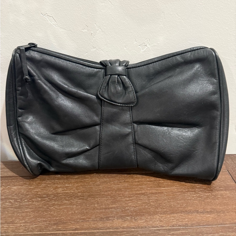 Vintage Jennifer Moore Black Bow Clutch Purse